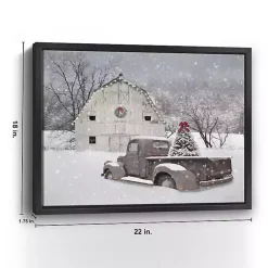 White Barn Truck Christmas Tree Canvas Art Print Christmas Art & Wall Decor