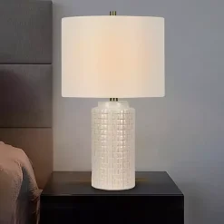 Kirklands Home Table Lamps|Basket Weave Ceramic Table Lamps, Set of 2 White