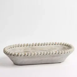 Sale Beaded Wood Dough Bowl Decorative Bowls & Jars