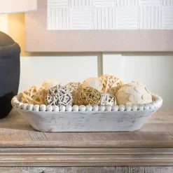 Sale Beaded Wood Dough Bowl Decorative Bowls & Jars