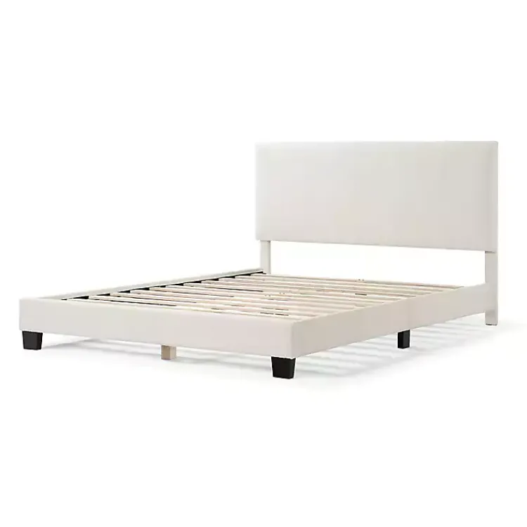 Kirklands Home Beds & Headboards|Boucle Karson Queen Platform Bed White