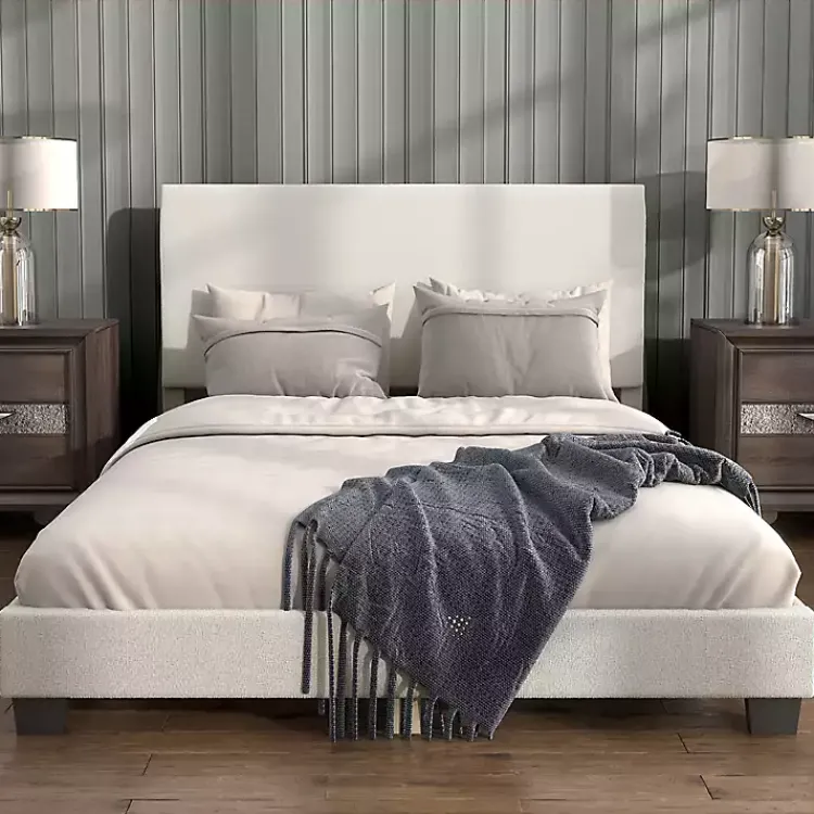 Kirklands Home Beds & Headboards|Boucle Karson Queen Platform Bed White