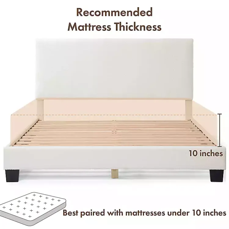 Kirklands Home Beds & Headboards|Boucle Karson Queen Platform Bed White