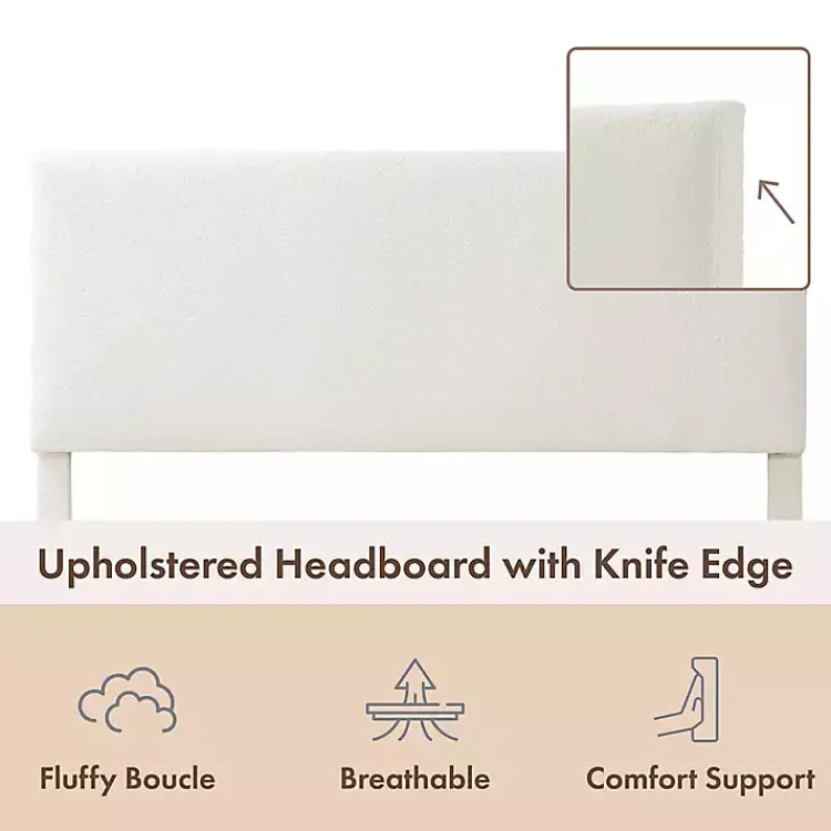 Kirklands Home Beds & Headboards|Boucle Karson Queen Platform Bed White