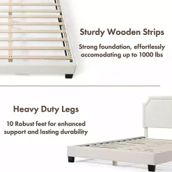 Kirklands Home Beds & Headboards|Boucle Scalloped Corey Queen Platform Bed White