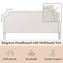 Kirklands Home Beds & Headboards|Boucle Scalloped Corey Queen Platform Bed White