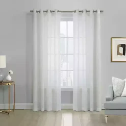 Kirklands Home Curtains & Drapes|Boucle Sheer Single Curtain Panel, 63 in. White