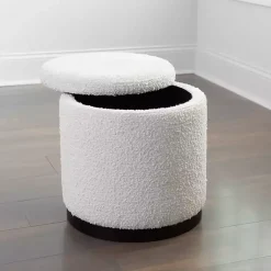 Kirklands Home Benches & Ottomans|Boucle Storage Ottoman White
