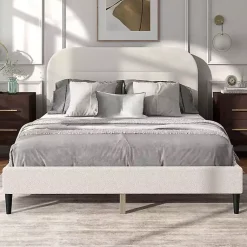 Kirklands Home Beds & Headboards|Boucle Upholstered Sara Queen Bed White