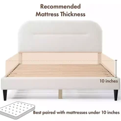 Kirklands Home Beds & Headboards|Boucle Upholstered Sara Queen Bed White