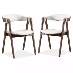 Kirklands Home Dining Chairs|Boucle Wood Penny Dining Chairs, Set of 2 White