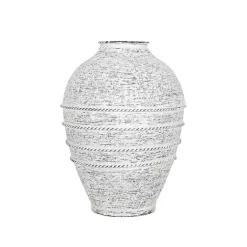 White Braided Stripe Metal Vase Vases