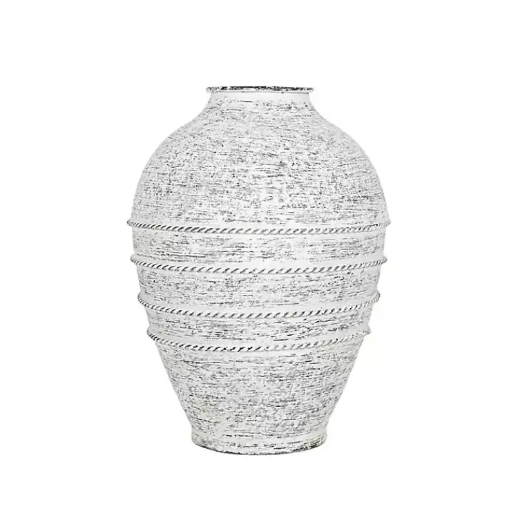 White Braided Stripe Metal Vase Vases