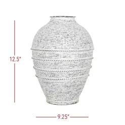 White Braided Stripe Metal Vase Vases