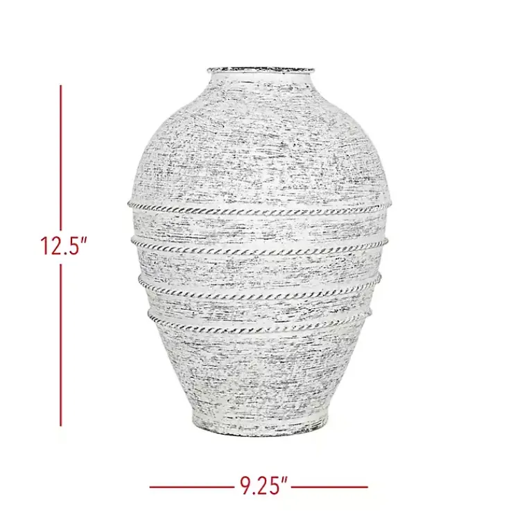 White Braided Stripe Metal Vase Vases