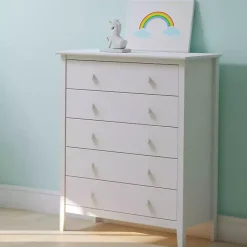 Kirklands Home Dressers & Chests|Brazilian Pine Wood 5-Drawer Chest White