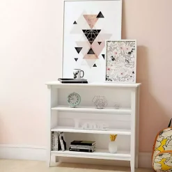 Kirklands Home Bookshelves|Brazilian Pine Wood Short Bookshelf White