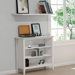 Kirklands Home Bookshelves|Brazilian Pine Wood Short Bookshelf White