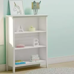 Kirklands Home Bookshelves|Brazilian Pine Wood 3-Tier Bookshelf White