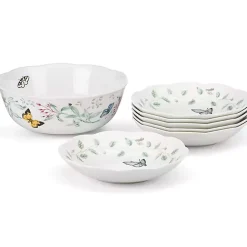 Kirklands Home Dinnerware|White Butterfly Meadow 7-pc. Bowl Set