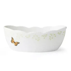 Kirklands Home Serving & Entertaining|White Butterfly Meadow Porcelain Bread Basket