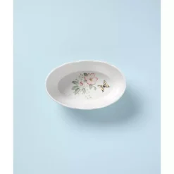 Kirklands Home Serving & Entertaining|White Butterfly Meadow Porcelain Bread Basket
