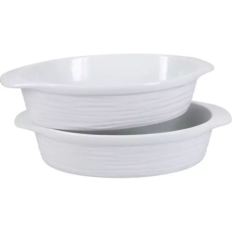 Kirklands Home Bakeware & Cookware|Ceramic Au Gratin Dishes, Set of 2 White