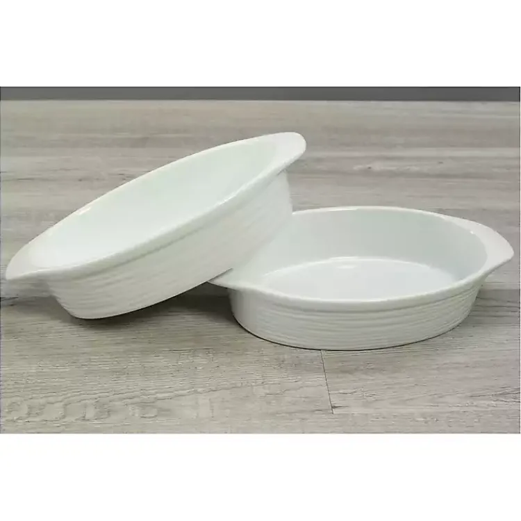 Kirklands Home Bakeware & Cookware|Ceramic Au Gratin Dishes, Set of 2 White