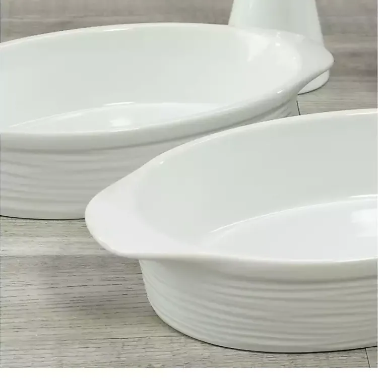 Kirklands Home Bakeware & Cookware|Ceramic Au Gratin Dishes, Set of 2 White