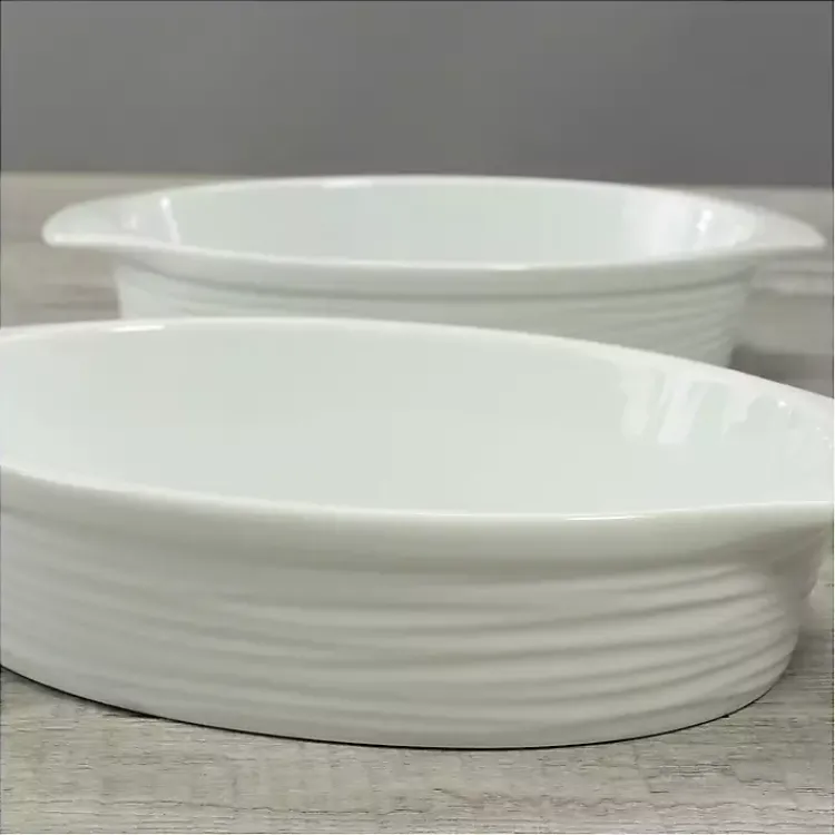 Kirklands Home Bakeware & Cookware|Ceramic Au Gratin Dishes, Set of 2 White