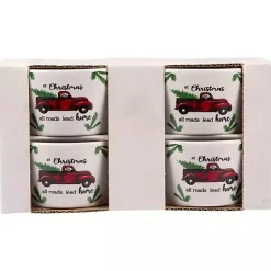 Kirklands Home Dinnerware|White Ceramic Christmas Ramekins, Set of 4