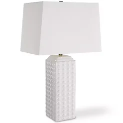 Kirklands Home Table Lamps|Ceramic Diamond Textured Table Lamp White