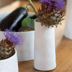 Clearance Ceramic Flower Names Embossed Vase, 6 in. Vases