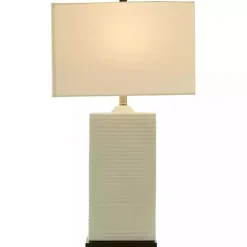 Kirklands Home Table Lamps|Ceramic Fluted Rectangular Table Lamp White