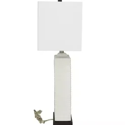 Kirklands Home Table Lamps|Ceramic Fluted Rectangular Table Lamp White