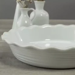 Kirklands Home Bakeware & Cookware|Ceramic Scalloped Pie Dish White