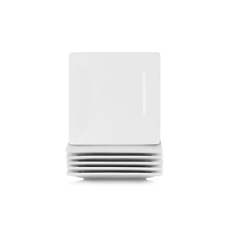 Kirklands Home Dinnerware|Ceramic Square Appetizer Plates, Set of 6 White