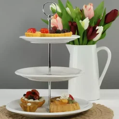 Kirklands Home Serving & Entertaining|Ceramic 3-Tier Serving Stand White