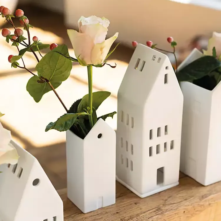 Sale Ceramic Village House Vase, 6 in. Vases