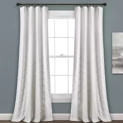 Kirklands Home Curtains & Drapes|Chenille Chevron Curtain Panel Set, 84 in. White