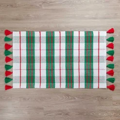 Sale White Christmas Plaid Scatter Rug Christmas Decorations