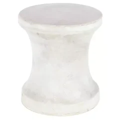 Kirklands Home Outdoor Tables|Clay Hourglass Accent Table White