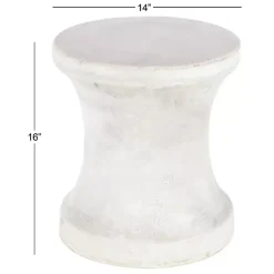 Kirklands Home Outdoor Tables|Clay Hourglass Accent Table White