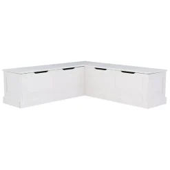 Kirklands Home Benches & Ottomans|White Corner Bench with Black Cushions