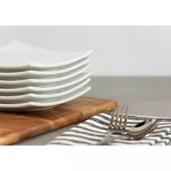 Kirklands Home Dinnerware|Coupe Square Appetizer Plates, Set of 6 White