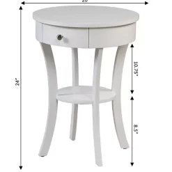 Kirklands Home Accent & End Tables|Curved Legs Round Drawer Accent Table White