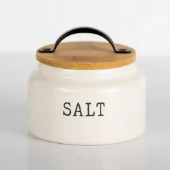 Kirklands Home Kitchen Storage|Debossed Salt Cellar White