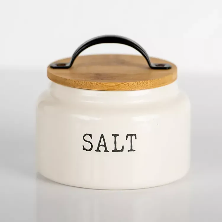Kirklands Home Kitchen Storage|Debossed Salt Cellar White