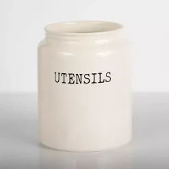 Kirklands Home Kitchen Storage|Debossed Utensil Crock White