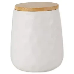 Kirklands Home Kitchen Storage|Dimpled Bamboo Canisters, Set of 2 White